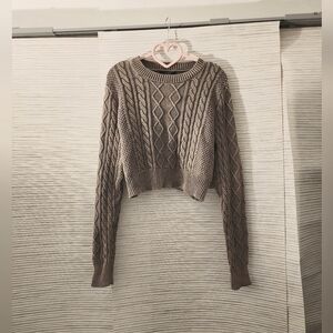 Grey Cropped Sweater - Large